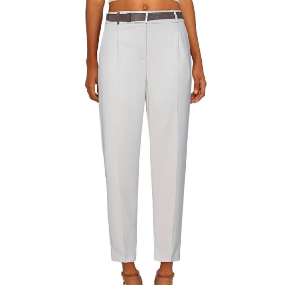New! PESERICO LIGHT GREY CASUAL TROUSERS w BROWN BELT SZ IT 38 or US 2